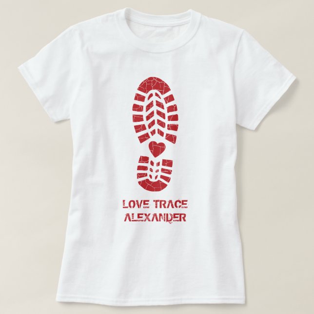 Camiseta Divertido Red Love Boot Print & Heart Name Persona (Diseño del anverso)