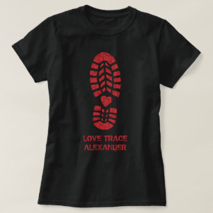 Camiseta Divertido Red Love Boot Print & Heart Nombre perso
