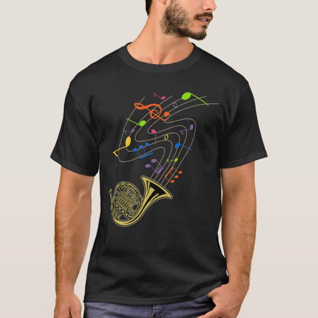 Camiseta Divertido regalo de notas de música arco iris en e (Anverso)