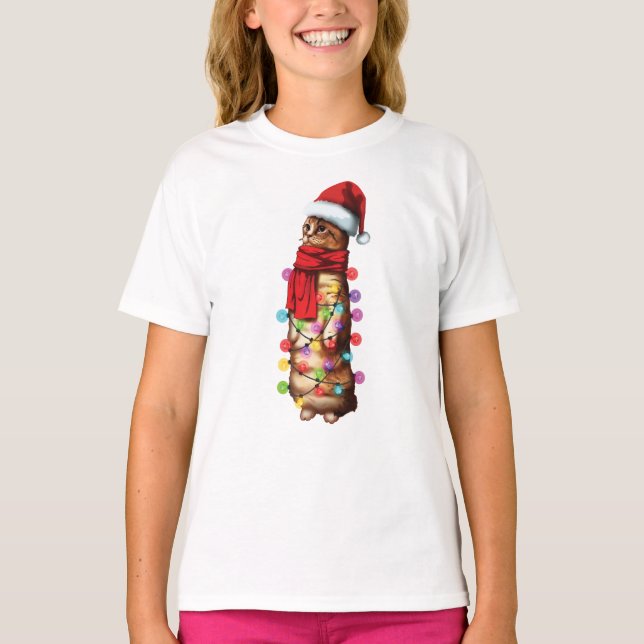 Camiseta Divertido regalo navideño divertido de felino de M (Anverso)