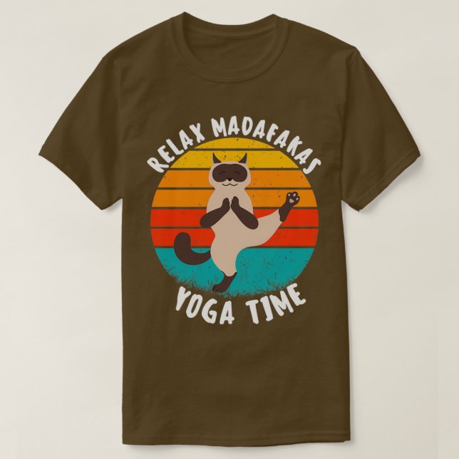 Camiseta divertido retro de yoga madafakas gato siamés haci (Diseño del anverso)