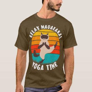 Camiseta divertido retro de yoga madafakas gato siamés haci