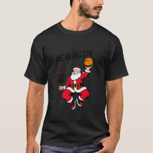 Camiseta Divertido Retro Es Rizzin Santa Jugando Baloncesto