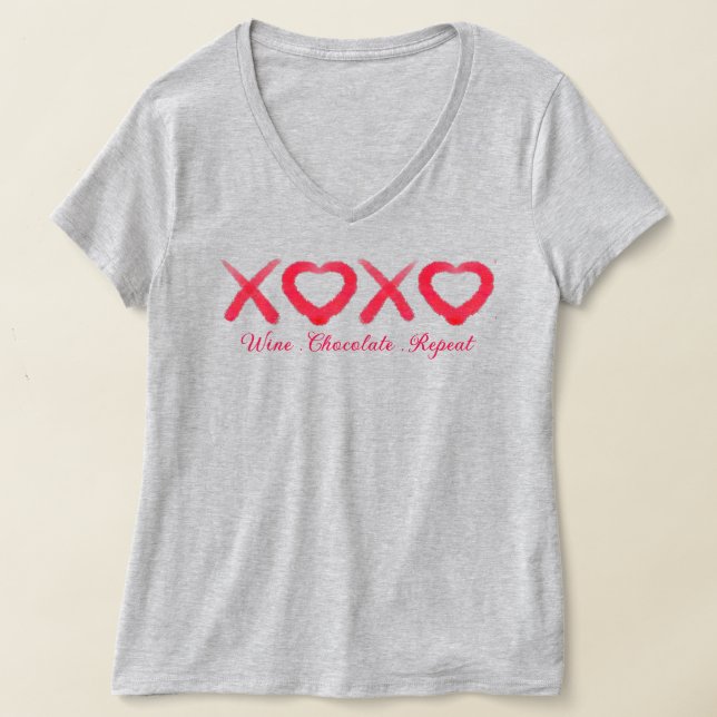 Camiseta Divertido rojo angustiado XOXO amor besa chocolate (Distribución )
