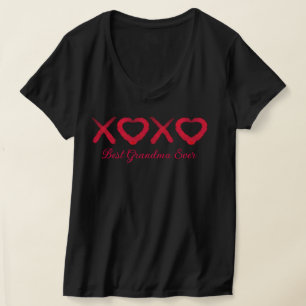 Camiseta Divertido rojo angustiado XOXO besó a la mejor abu