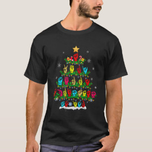 Camiseta Divertido Rótulo de Árbol de Navidad Asl lenguaje 