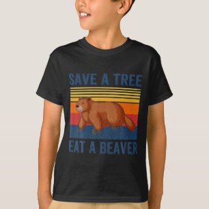 Camiseta Divertido Salva El Árbol Come El Castor Por El Pla