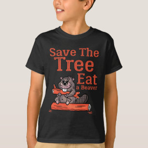 Camiseta Divertido Salva El Árbol Come El Castor Por El Pla