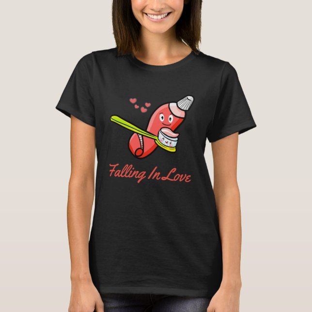 Camiseta Divertido San Valentín Pasta de dientes Amor cepil (Anverso)