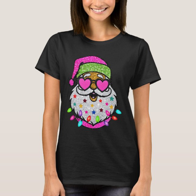 Camiseta Divertido Santa con gafas de sol Navidades mujeres (Anverso)