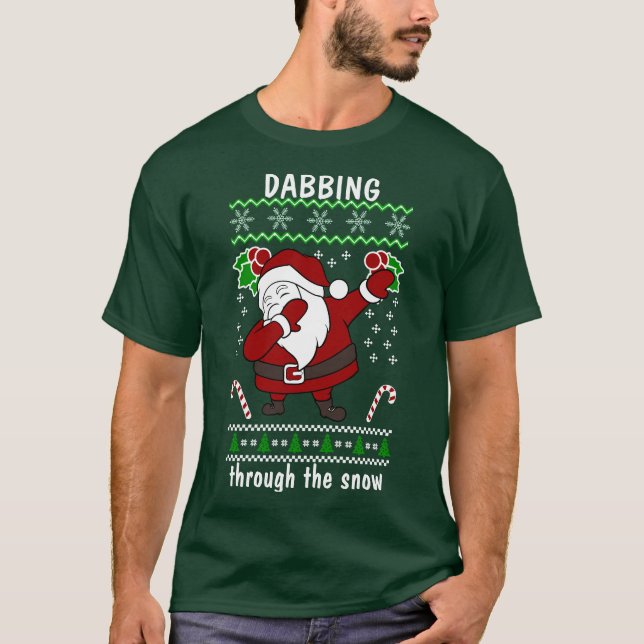 Camiseta Divertido Santa Dabbing a través de los Navidades  (Anverso)