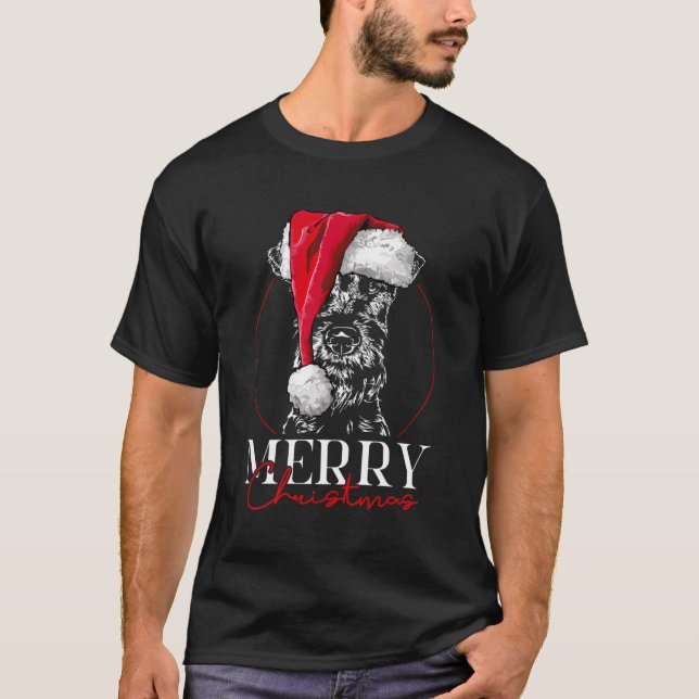 Camiseta Divertido Santa Irish Terrier Feliz Navidad Perro  (Anverso)