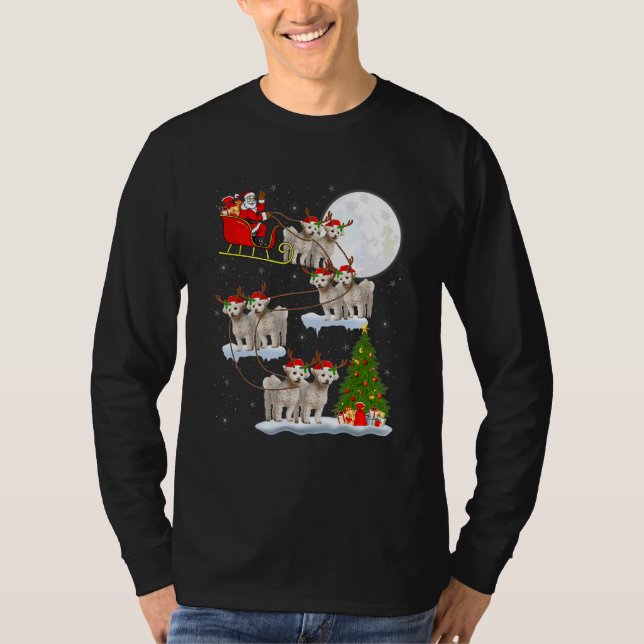 Camiseta Divertido Santa Riding Bichon Frise Moon Navidades (Anverso)
