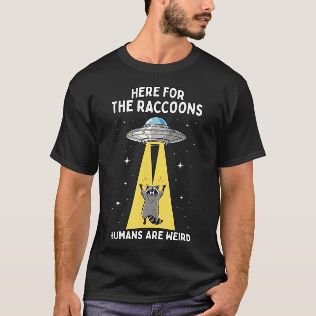 Camiseta Divertido Secuestro Alien Ufo Mapache Feral Espaci (Anverso)