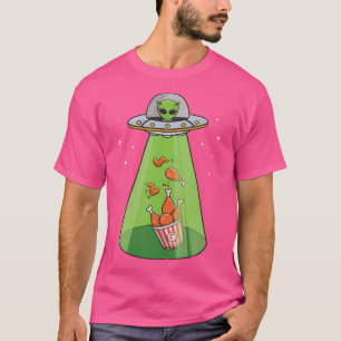 Camiseta Divertido secuestro de Alien Ufo Pollo frito Alien