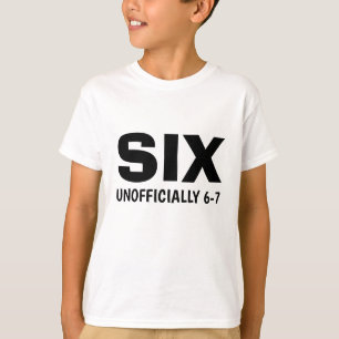 Camiseta Divertido Seis No Oficial 6-7 Cumpleaños Niños