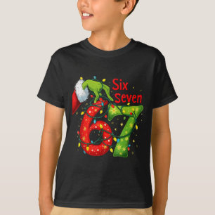 Camiseta Divertido Seis Siete 6 7 Meme 67 Mano de Navidad d