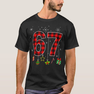 Camiseta Divertido Seis Siete 6 7 Meme Humor 67 Cuadros Roj