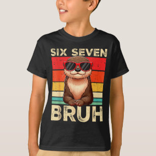 Camiseta Divertido Seis Siete Bruh 6 7 Nutria Meme Niños Mu