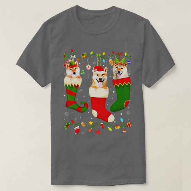 Camiseta Divertido Shiba Inu Navidades en reserva encienden (Diseño del anverso)