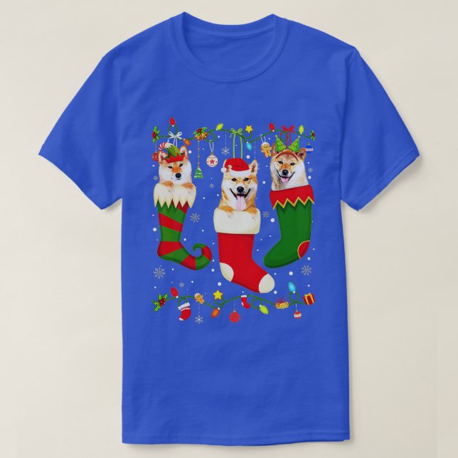 Camiseta Divertido Shiba Inu Navidades en reserva encienden (Diseño del anverso)