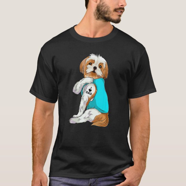 Camiseta Divertido Shih Tzu Me Encanta Papá Tattoo Tattoo T (Anverso)