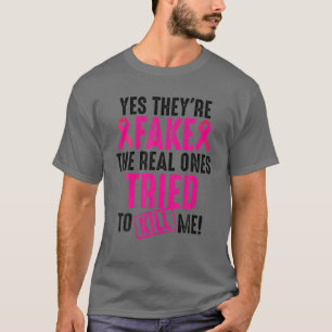 Camiseta Divertido Sí son falsos   Guay Breast Cancer Aware