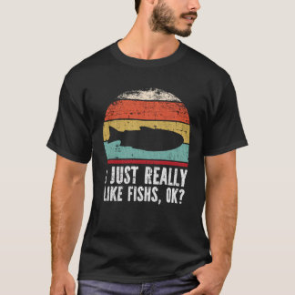 Camiseta Divertido, simplemente me gustan mucho los peces,