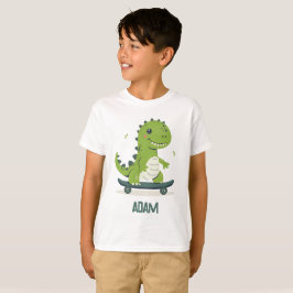 Camiseta Divertido Skateboarding Dinosaur Con Nombre Para N
