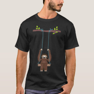 Camiseta Divertido Sloth Jugando Swing Cute Slote Mascota A