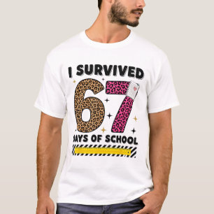 Camiseta Divertido Sobreviví 67 Días Escuela Profesor Leopa
