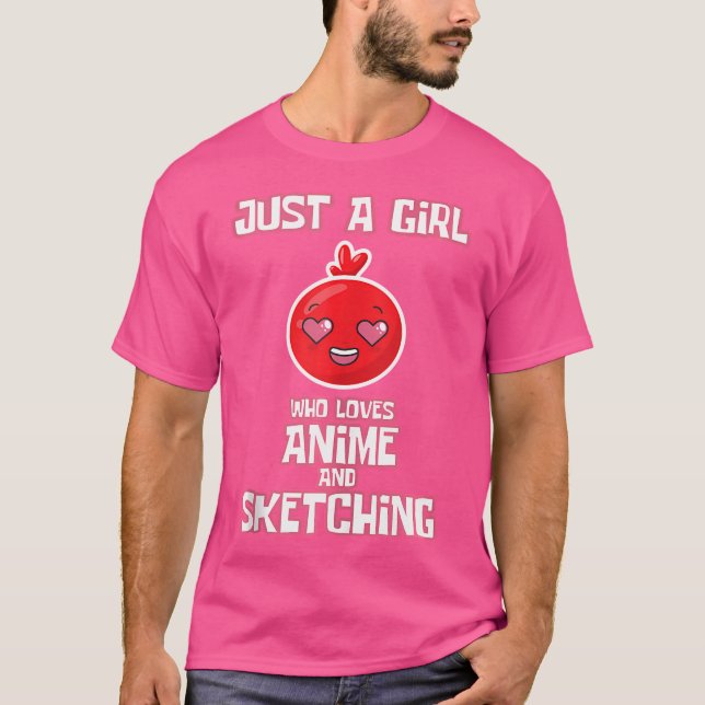 Camiseta Divertido Sólo Un Chica Que Ama El Ánime Y Esboza  (Anverso)