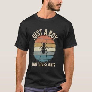 Camiseta divertido sólo un chico que ama hormigas Recto Hom