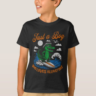 Camiseta Divertido Solo Un Niño Que Ama Los Caimanes Surf C