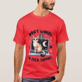 Camiseta Divertido "Soy Soporte Técnico" Gato de TI Portáti