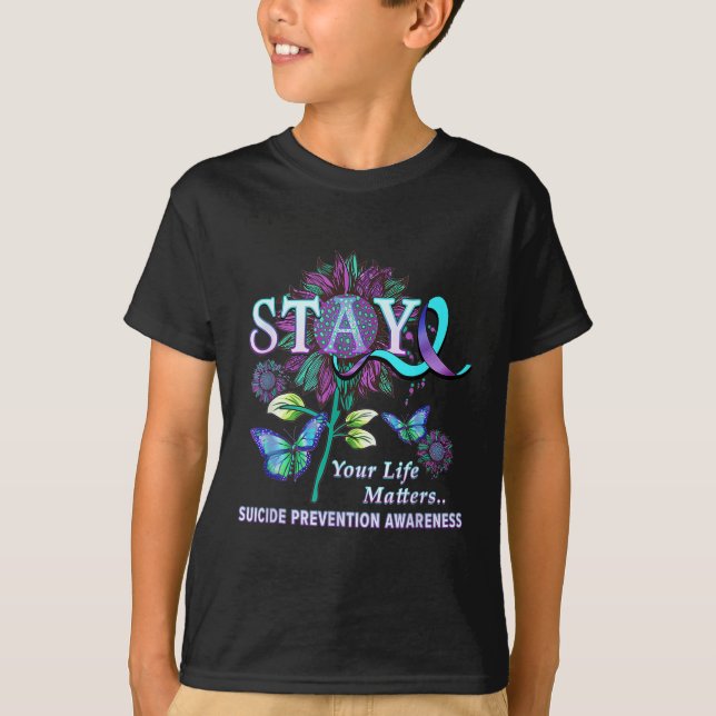 Camiseta Divertido Suicidio Prevención Conciencia Permanece (Anverso)