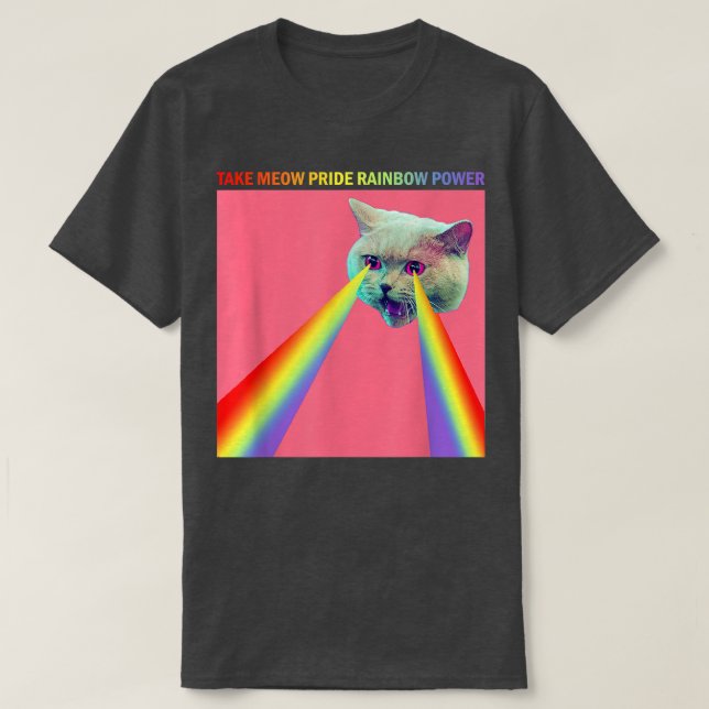 Camiseta Divertido Take Meow Pride Rainbow Power, Orgullo M (Diseño del anverso)