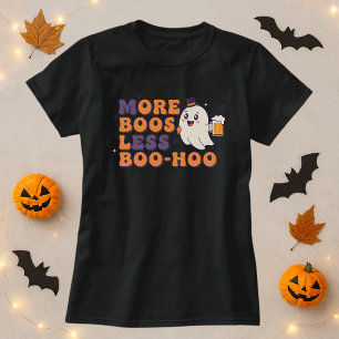 Camiseta Divertido Tee De Halloween; Más Boos, Menos Fantas