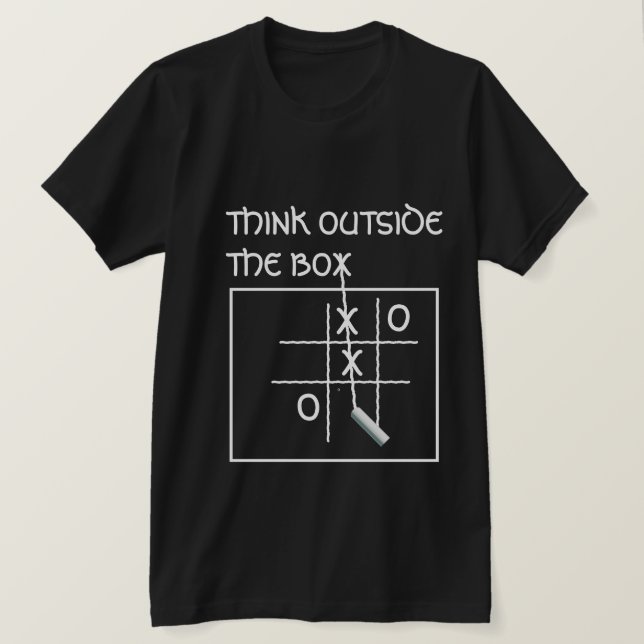 Camiseta Divertido Tee Think Outside Box Tic Tac Toe (Anverso del diseño)