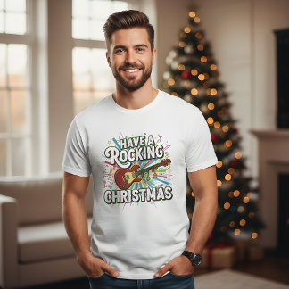 Camiseta Divertido Ten Un Guitarra De Navidad Rockera Para