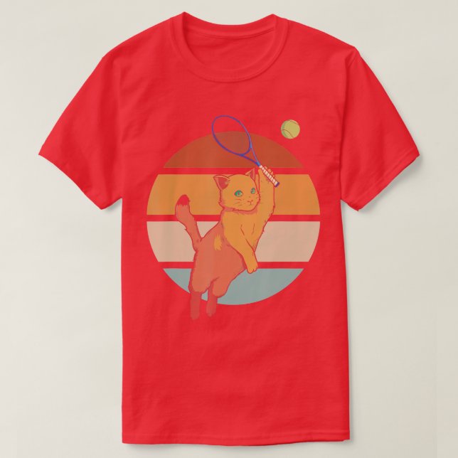 Camiseta Divertido tenis Racket Racket Cat Jugando Tenis (Diseño del anverso)