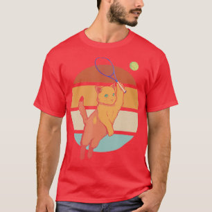 Camiseta Divertido tenis Racket Racket Cat Jugando Tenis