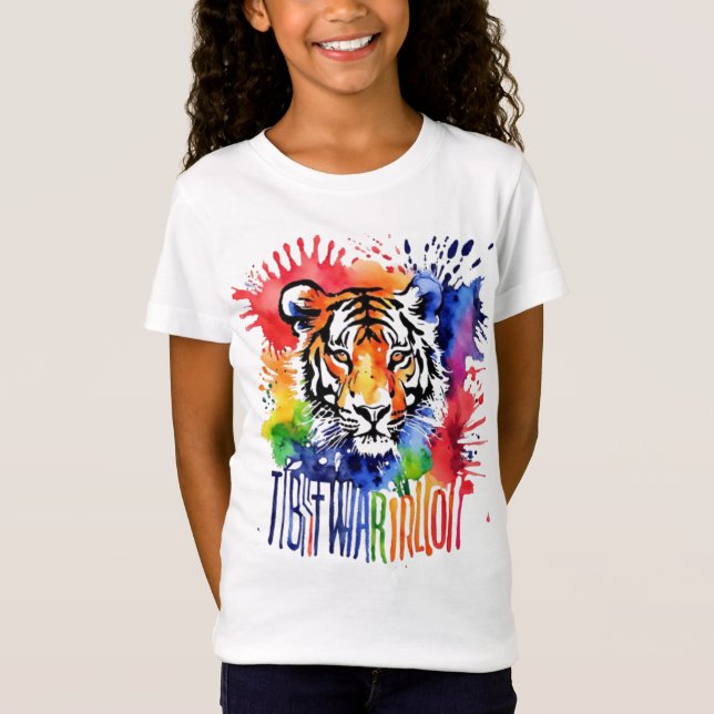 Camiseta Divertido tigre colorido de acuarela (Anverso)