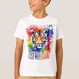 Camiseta Divertido tigre colorido de acuarela
