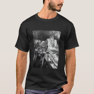 Camiseta Divertido Titanic Iceberg Asustado Sorprendido Gat