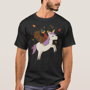 Camiseta Divertido tonto de Turquía montando Unicornio - Dí