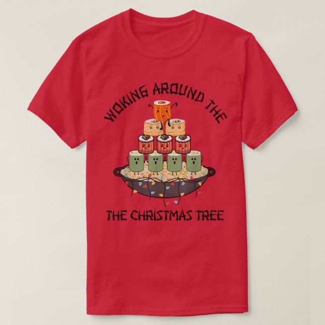 Camiseta Divertido trabajo alrededor del árbol de Navidad A (Diseño del anverso)