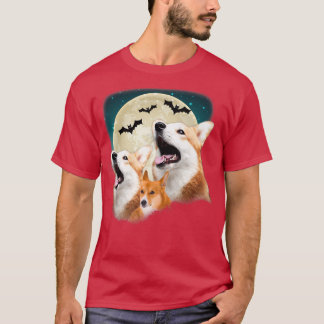 Camiseta Divertido tres Corgi Halloween Y Halloween Moon762