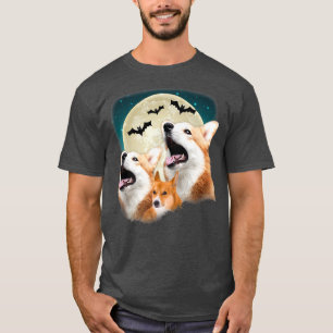 Camiseta Divertido Tres Corgi Halloween Y Halloween Moon-11