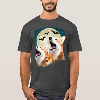 Camiseta Divertido Tres Corgi Halloween Y Halloween Moon-11